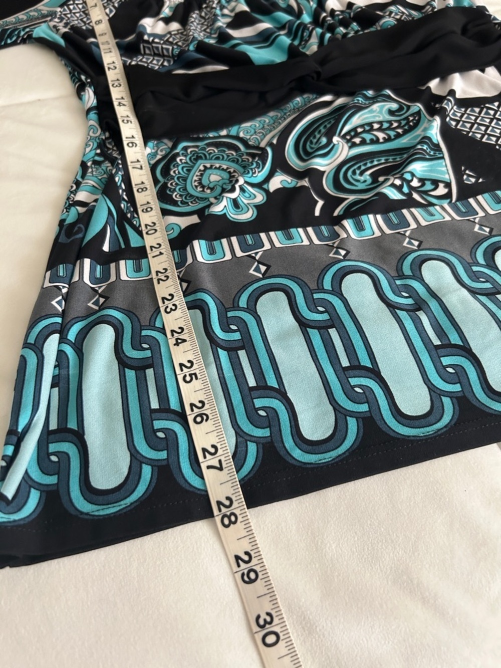 AB Studio Turquoise Black White Printed Top - Picture 4 of 12